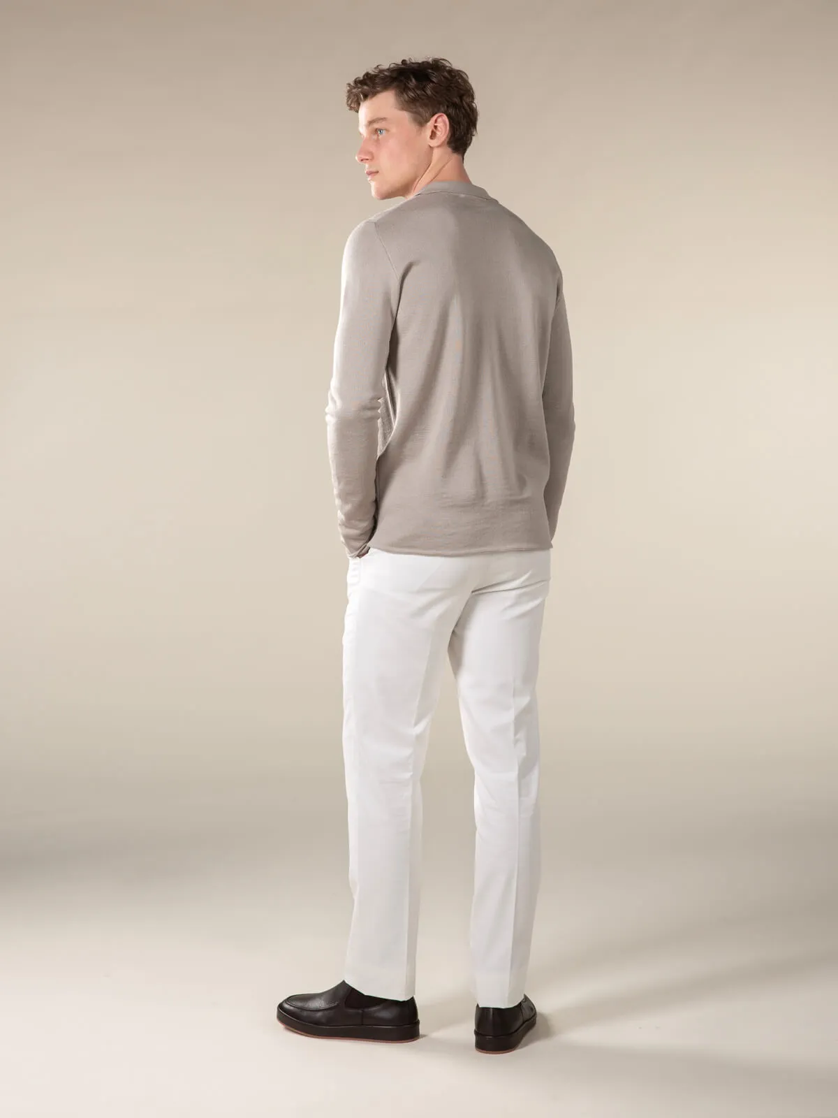 Extrafine Merino Knitted Shirt Greige