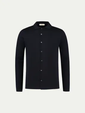 Extrafine Merino Knitted Shirt Navy