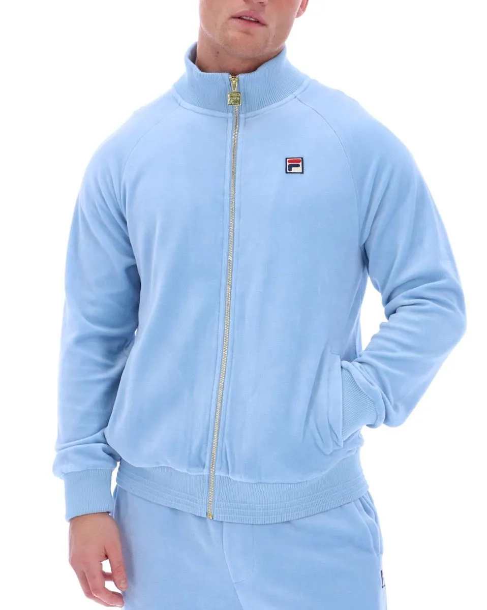 Fila Eddie Velour Hem Ribbed Track Jacket Blue Bell