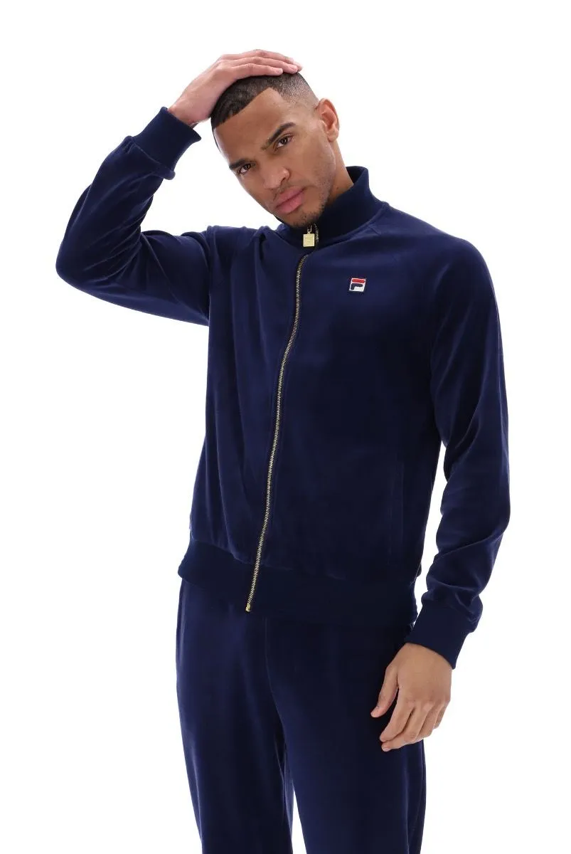 Fila Eddie Velour Hem Ribbed Track Jacket Navy