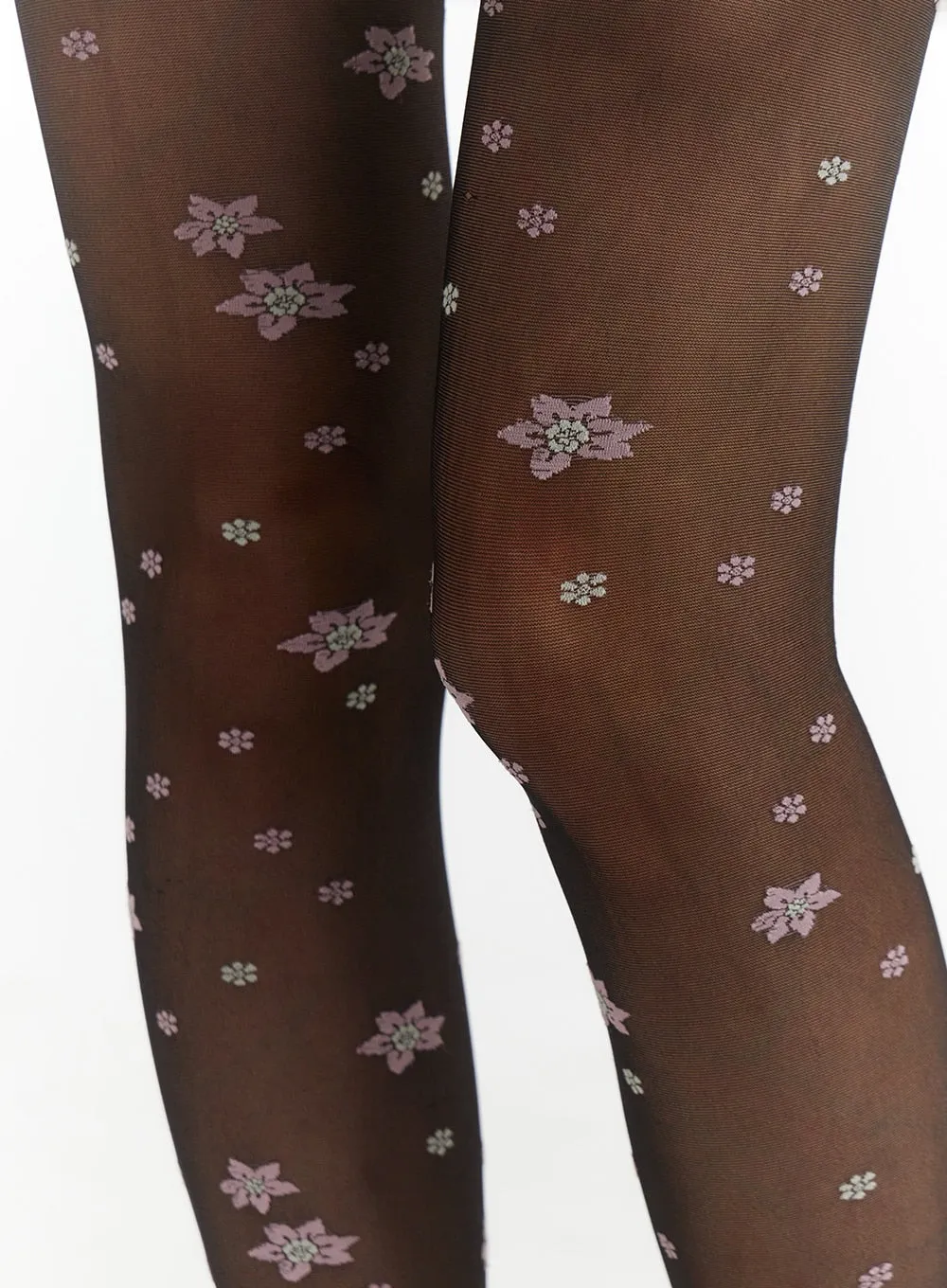 Floral-Embroidered Tights OF427