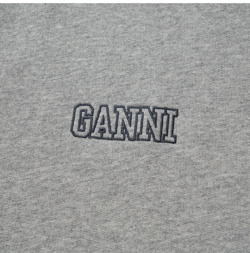 Ganni  |Crew Neck Street Style Long Sleeves Plain Cotton Logo