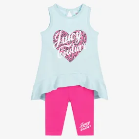 Girls Blue & Pink Leggings Set