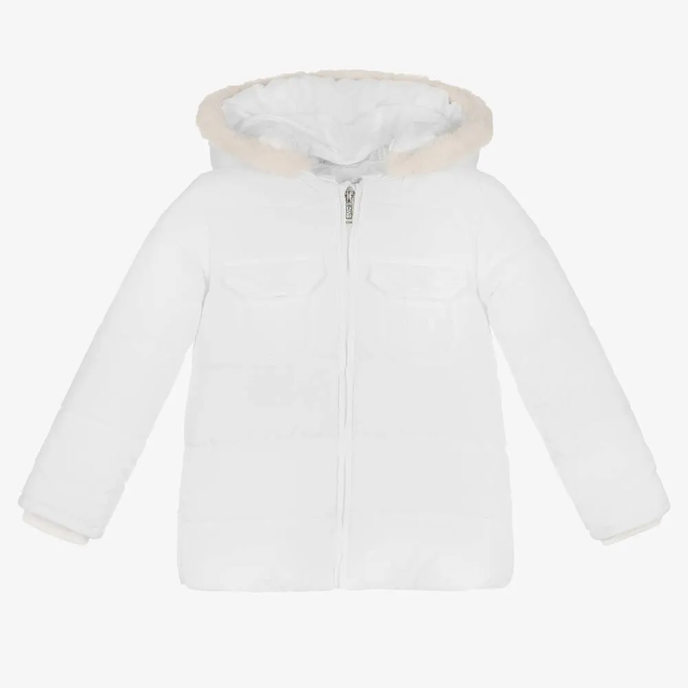 Girls White Puffer Jacket