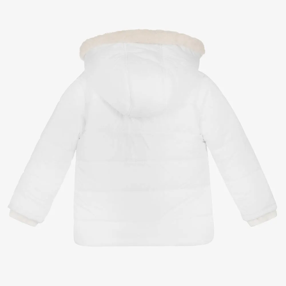 Girls White Puffer Jacket