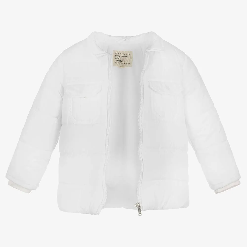 Girls White Puffer Jacket