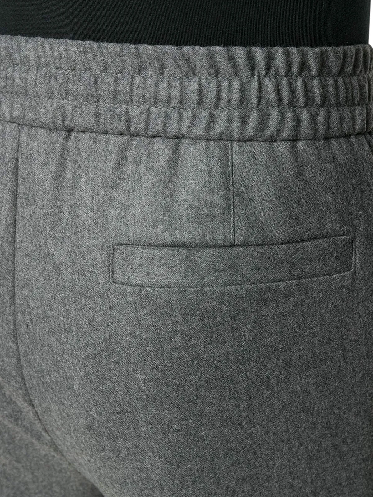 Grey Wool Pleated Drawstring Trousers