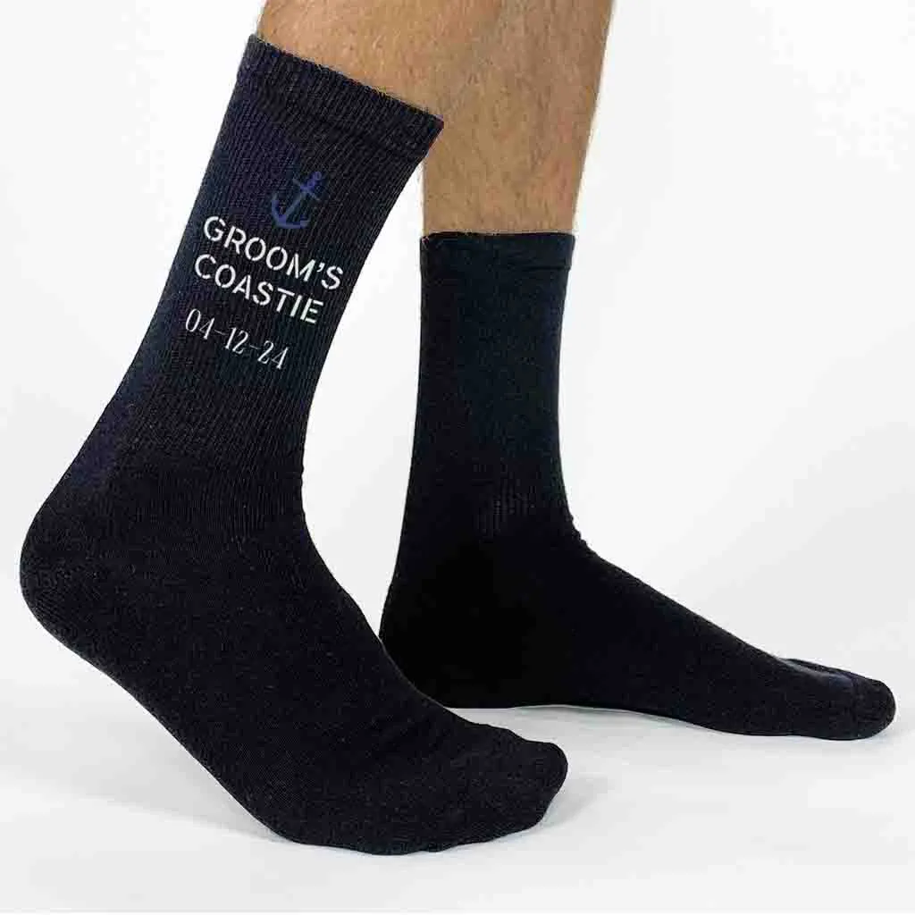 Groom’s Coastie - Personalized Wedding Socks with Date