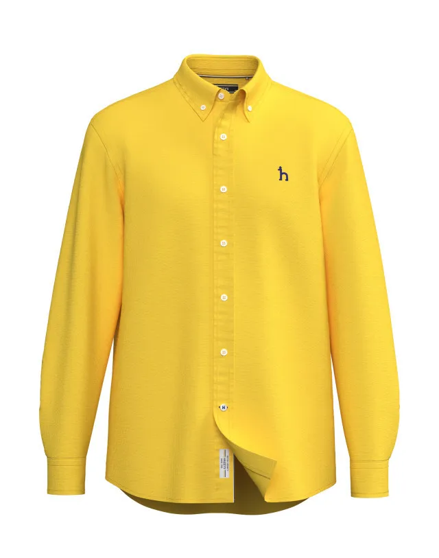 HAZZYS  |Button-down Street Style Long Sleeves Plain Cotton Logo