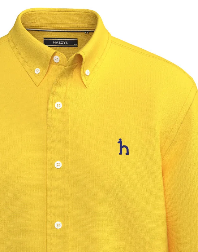 HAZZYS  |Button-down Street Style Long Sleeves Plain Cotton Logo