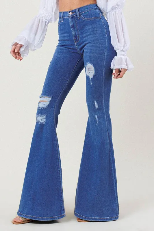 HIGH RISE DISTRESSED FLARE