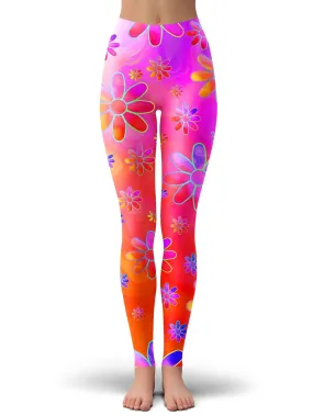 Hippie Trippy Flowers Leggings