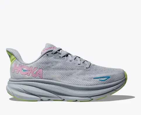 Hoka Women’s Clifton 9 Athletic Shoes-Gull/Sea Ice