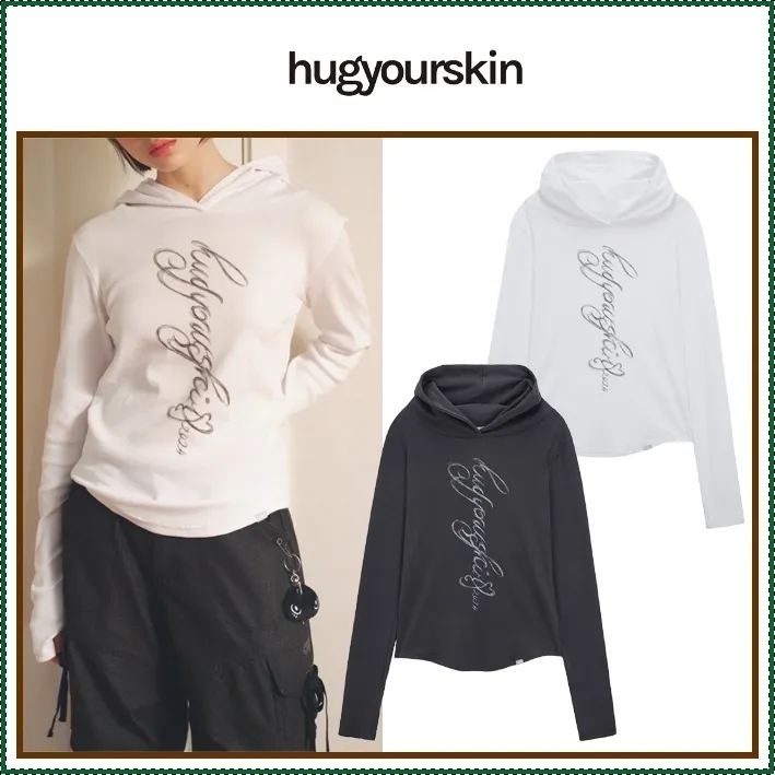 hug your skin  |Street Style Long Sleeves Plain Cotton Logo