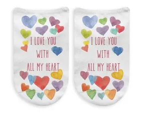 I Love You With All My Heart Valentine's No Show Socks