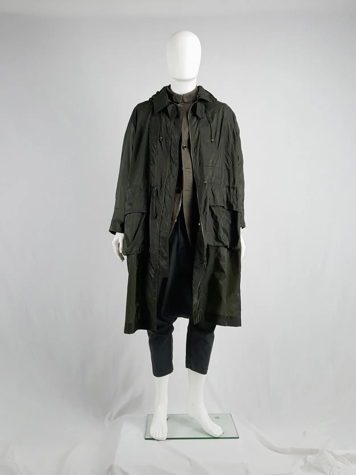 Issey Miyake Windcoat green foldable parka with multiple pockets — 1990s