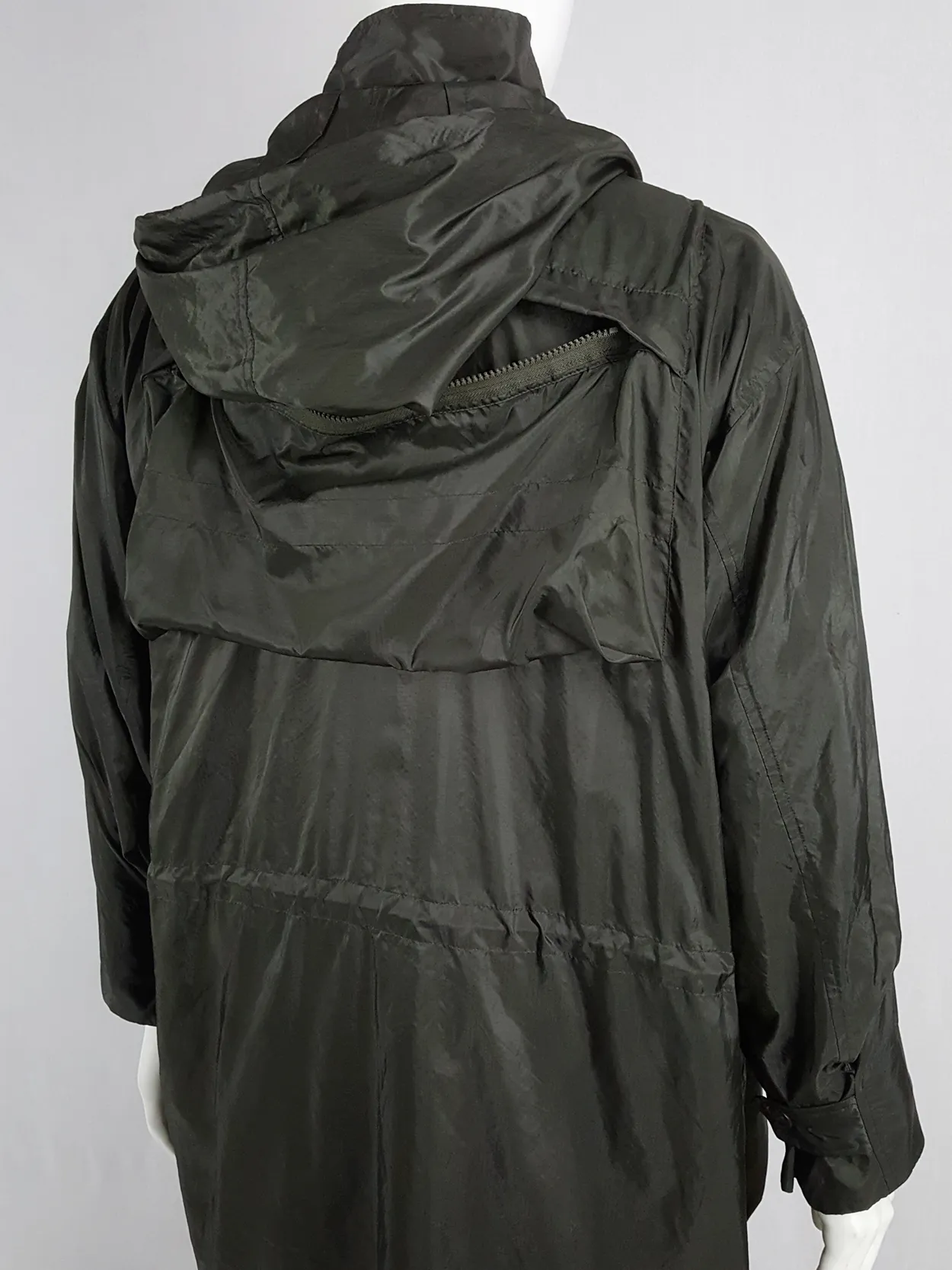 Issey Miyake Windcoat green foldable parka with multiple pockets — 1990s