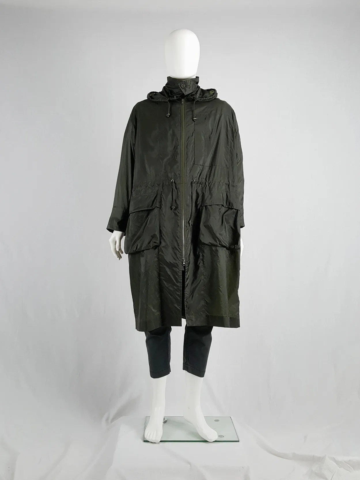 Issey Miyake Windcoat green foldable parka with multiple pockets — 1990s