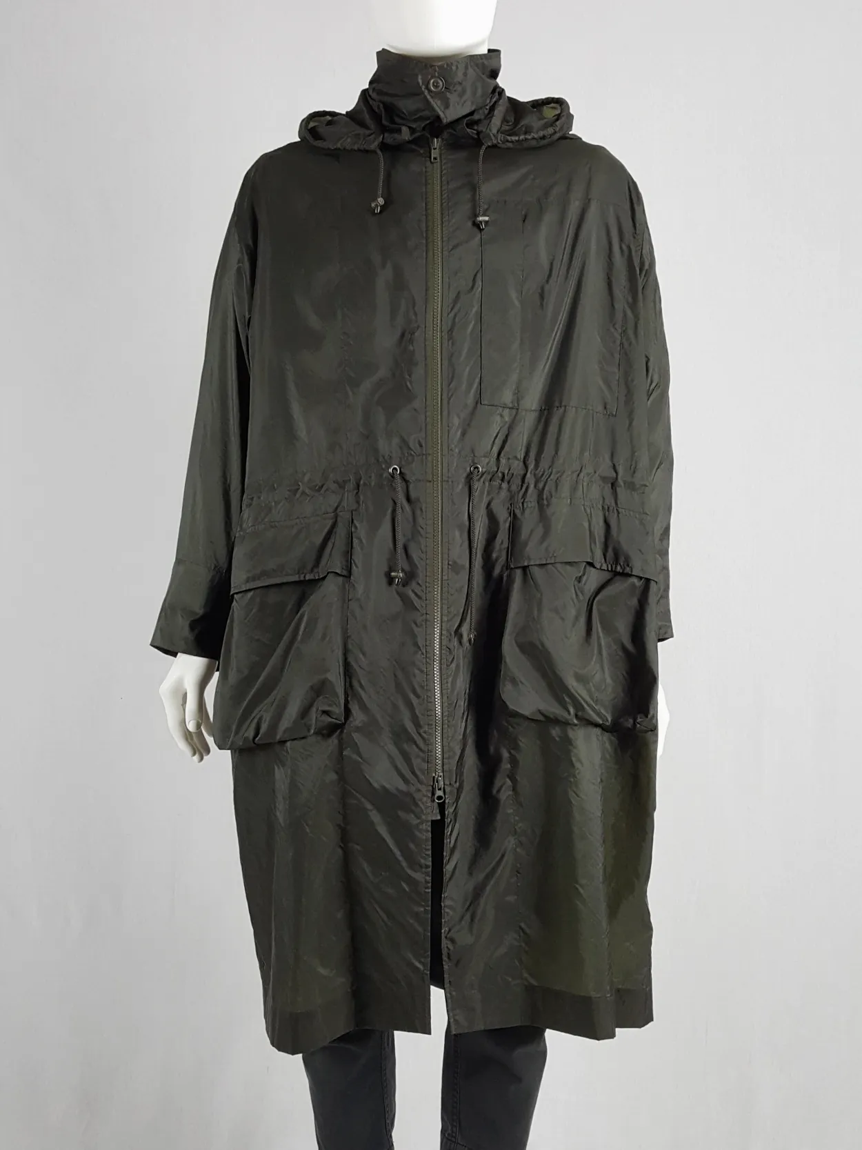 Issey Miyake Windcoat green foldable parka with multiple pockets — 1990s