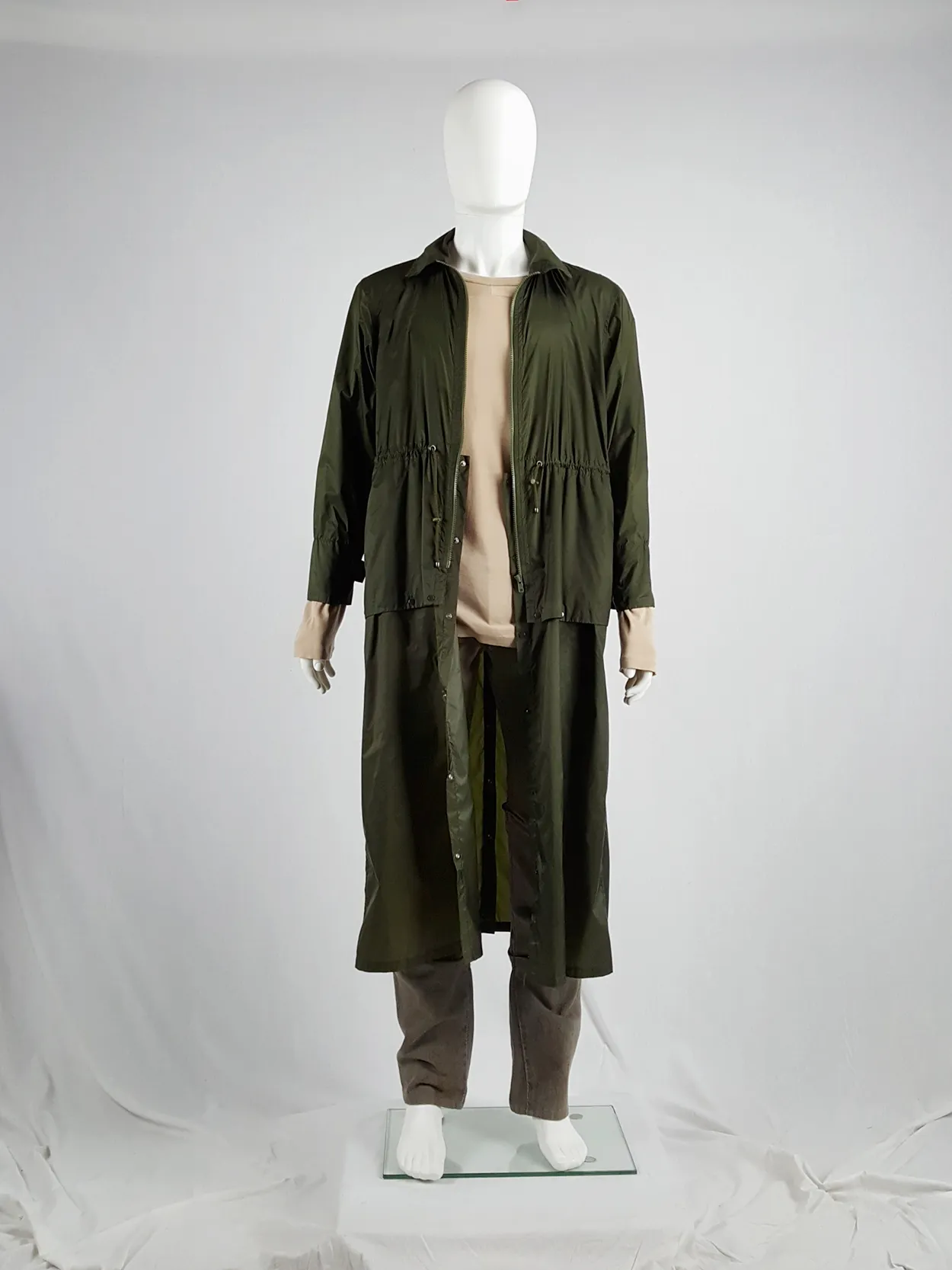 Issey Miyake Windcoat green oversized or dress-shaped parka — 1990s