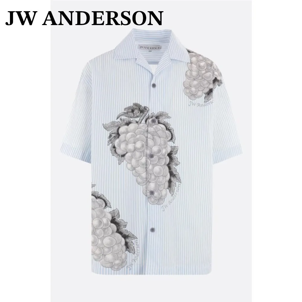 J W ANDERSON  |Button-down Stripes Flower Patterns Cotton Short Sleeves