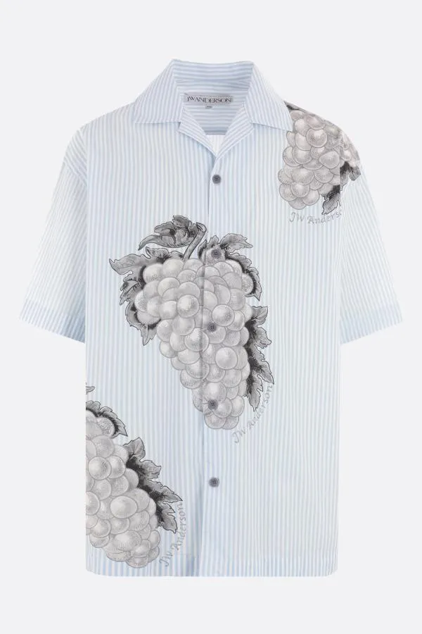 J W ANDERSON  |Button-down Stripes Flower Patterns Cotton Short Sleeves