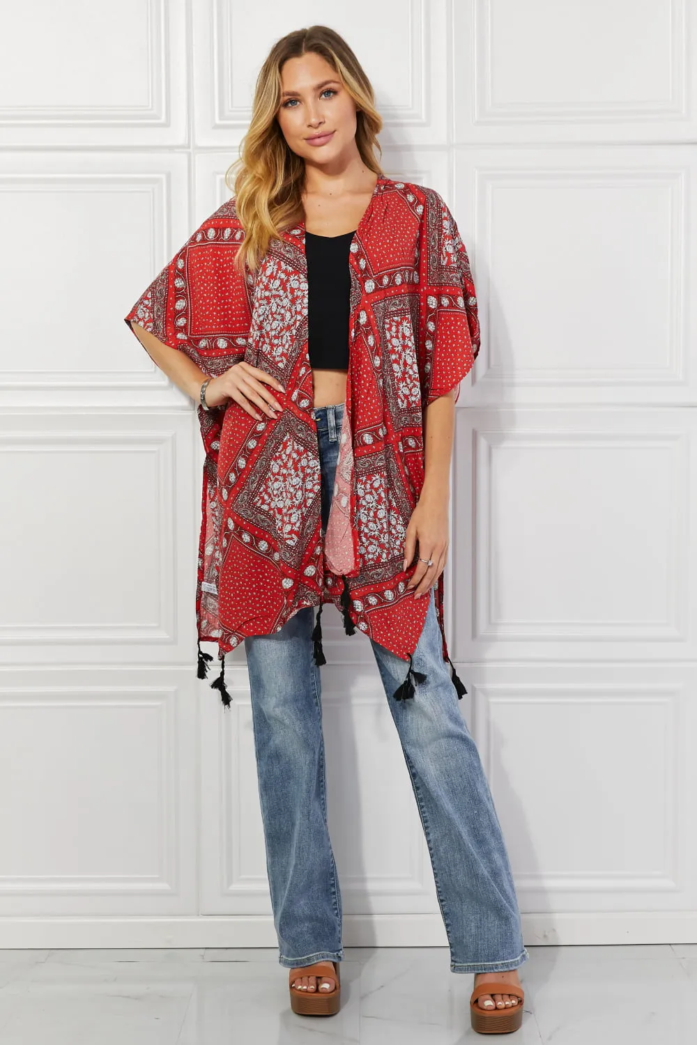 Justin Taylor Paisley Design Kimono in Red