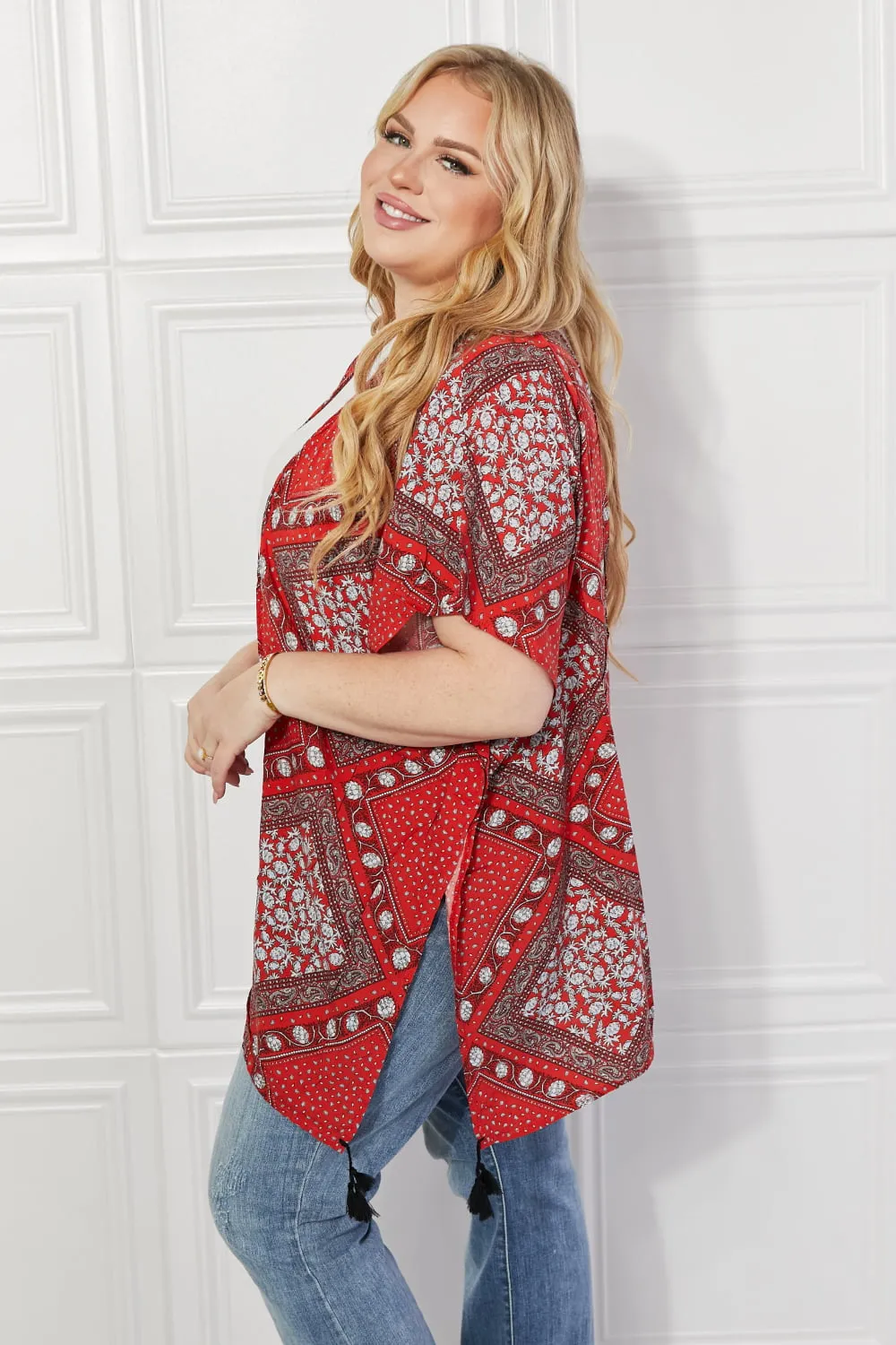 Justin Taylor Paisley Design Kimono in Red