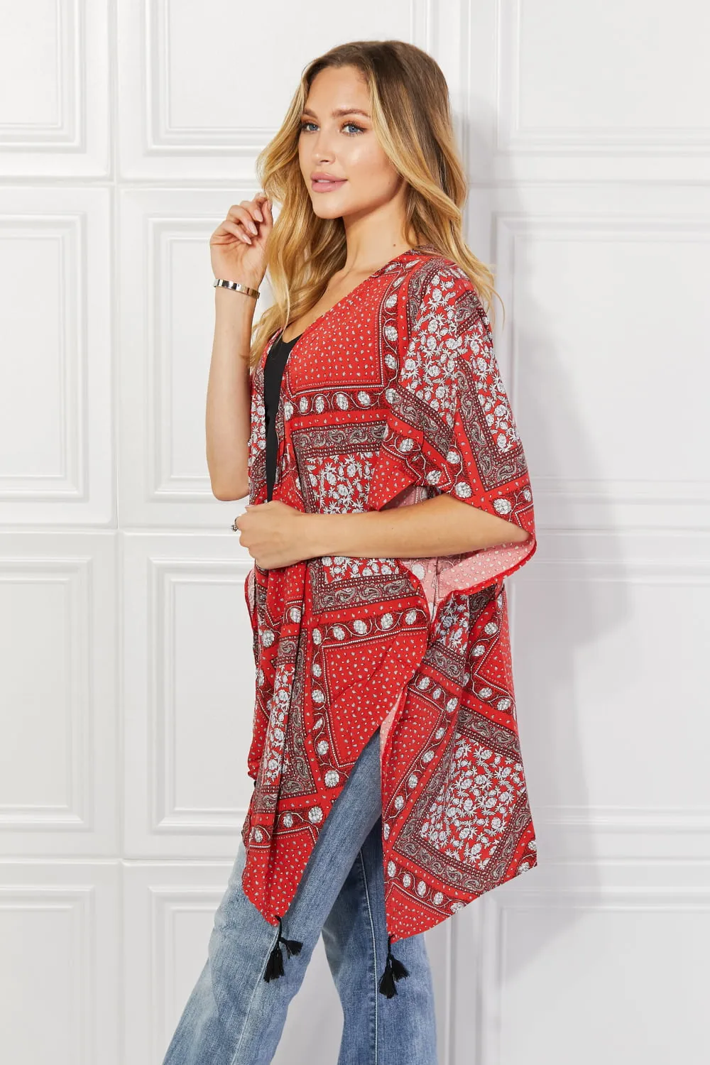 Justin Taylor Paisley Design Kimono in Red