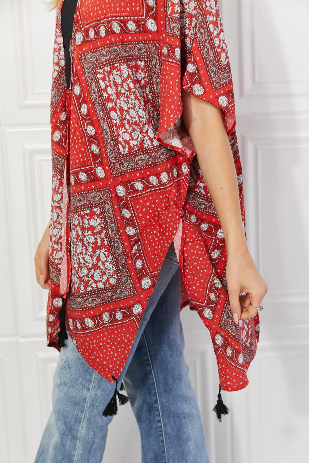 Justin Taylor Paisley Design Kimono in Red