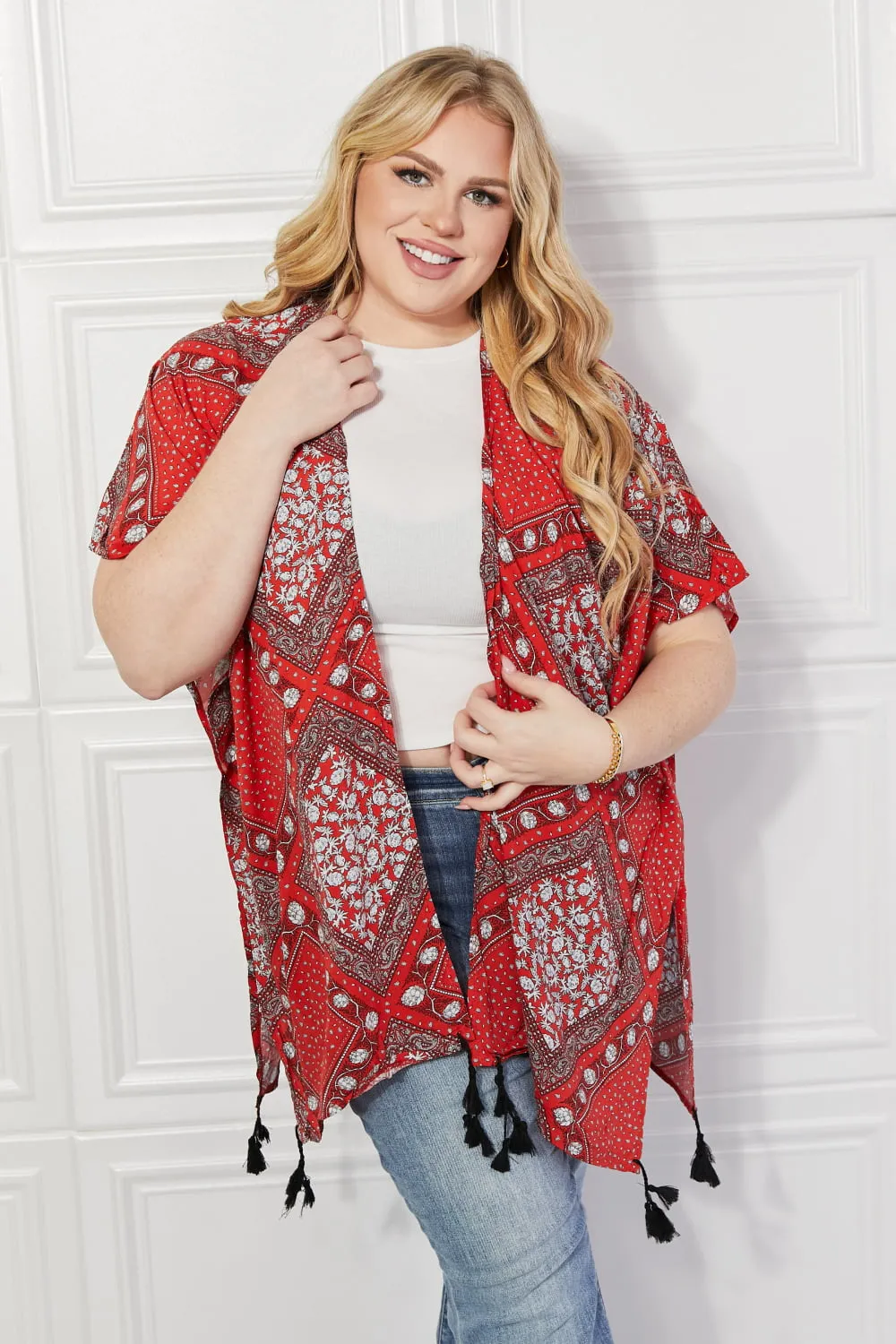 Justin Taylor Paisley Design Kimono in Red