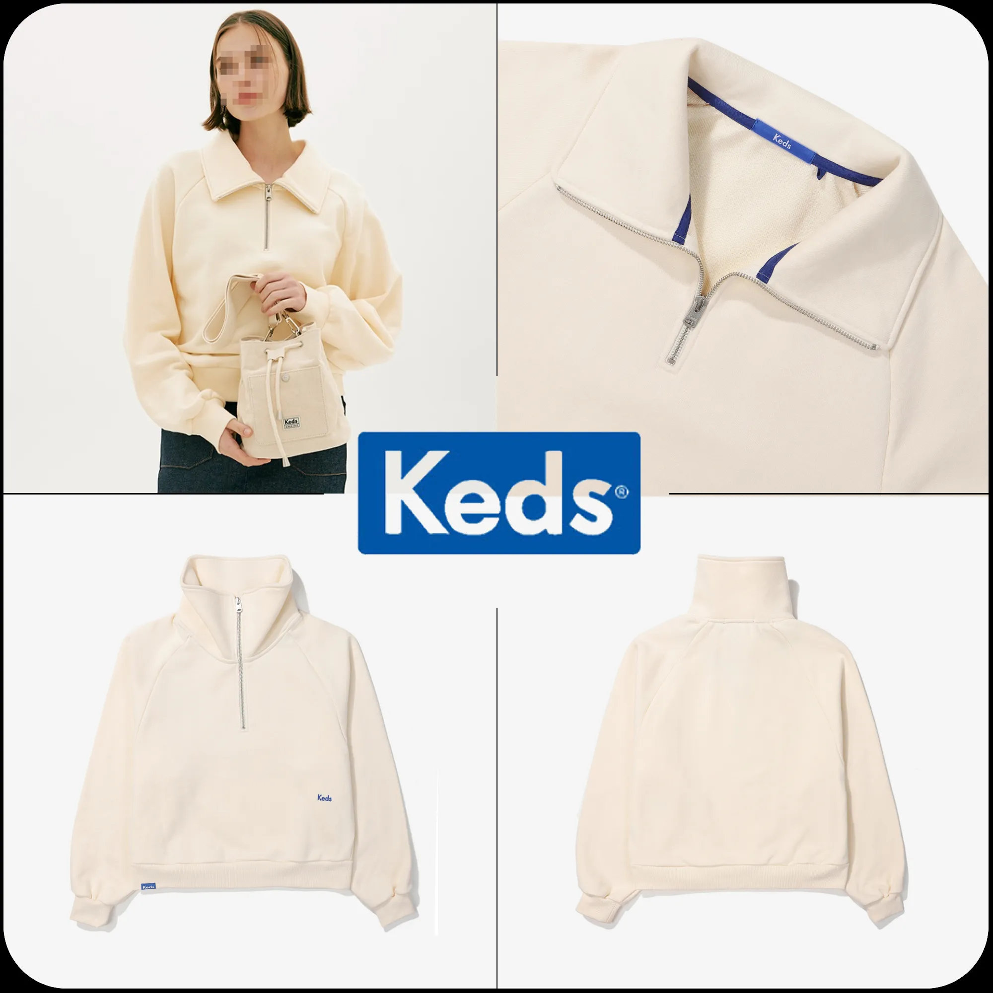 Keds  |[ KEDS ]★LOGO WOMEN'S HALF ZIP SWEATSHIRT