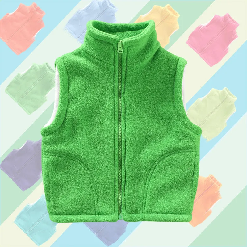 Kid Girls Boys Solid Color Vests Waistcoats Wholesale 23113015