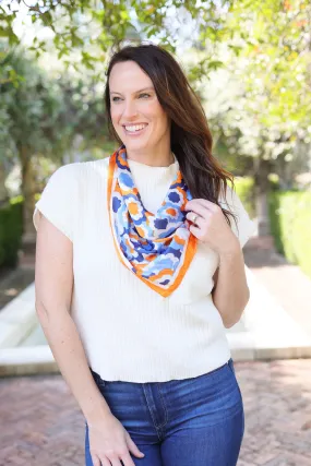 Kingsley Printed Square Scarf ORANGE