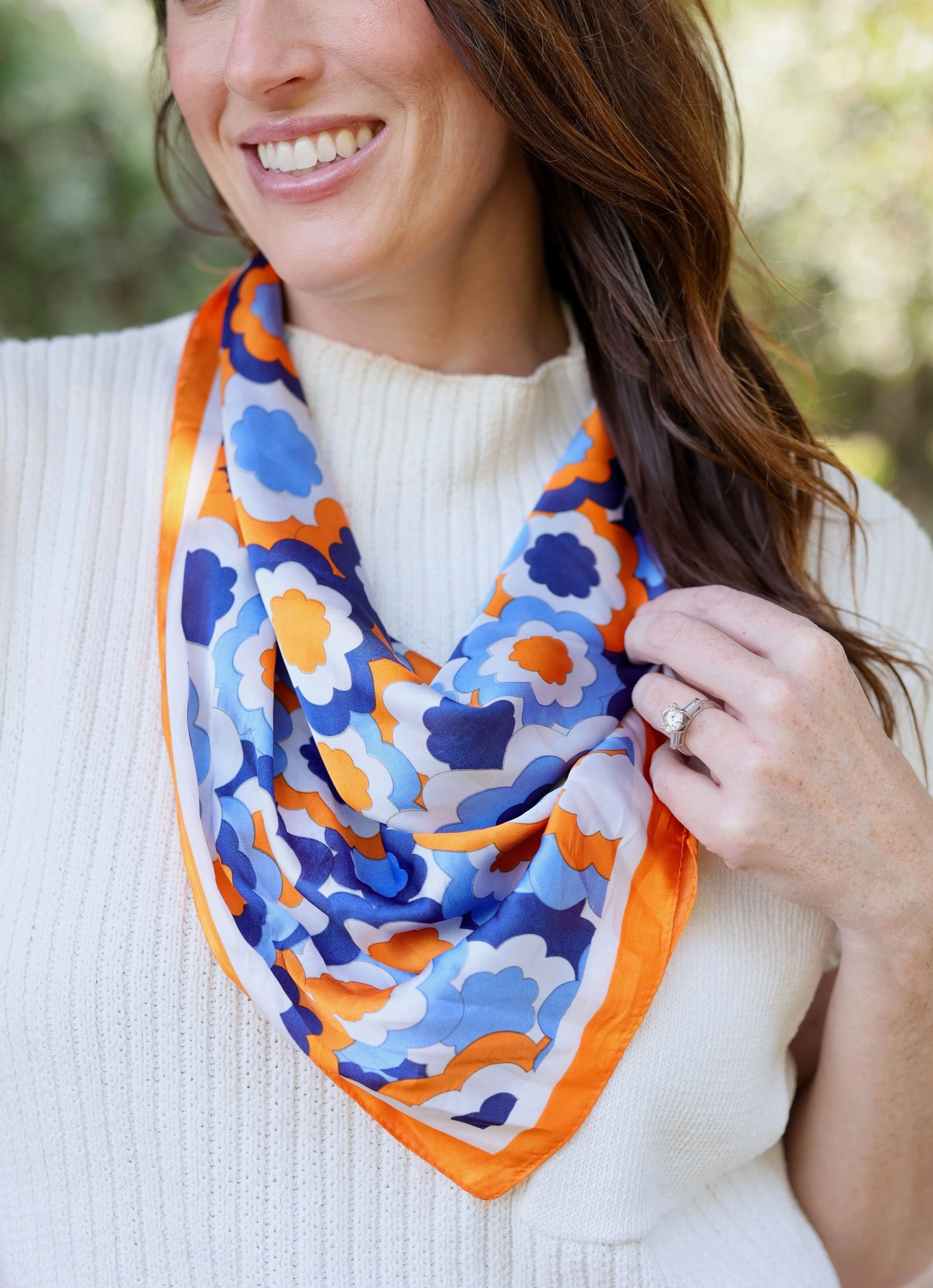 Kingsley Printed Square Scarf ORANGE