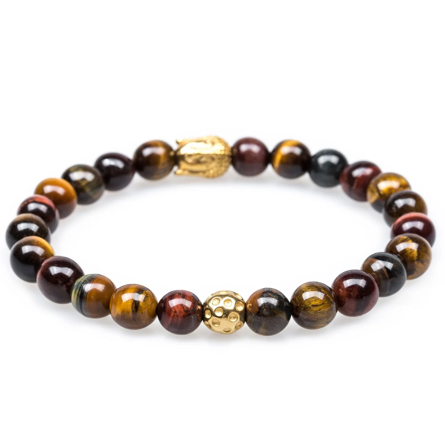 Kinmei Tiger's Eye Gold Buddha Bracelet