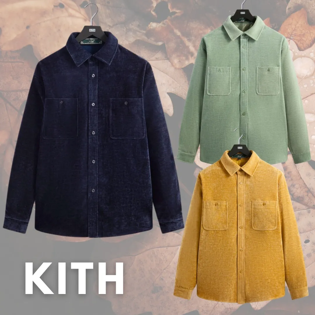 KITH NYC  |Button-down Street Style Long Sleeves Plain Logo Shirts