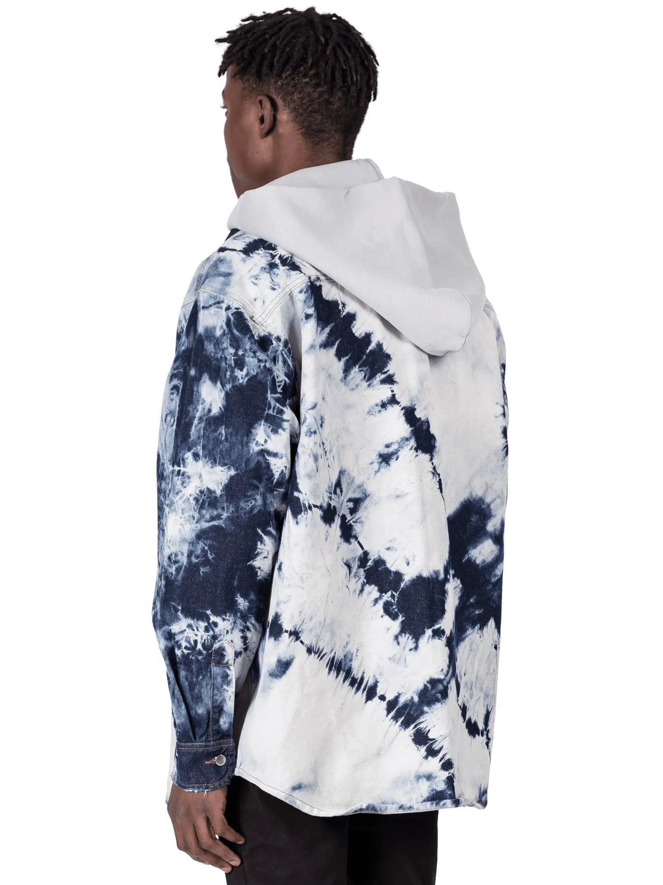 LAKENZIE  |Button-down Unisex Denim Street Style Tie-dye Long Sleeves