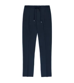 Lardini Cotton Seersucker Suit Trousers: Navy