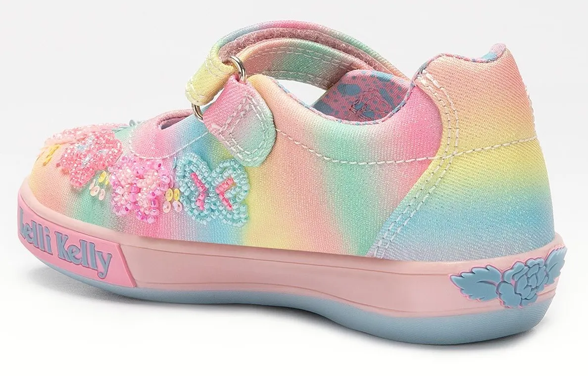 Lelli Kelly LK 3470 Myla Rainbow Butterfly Multi Glitter Sparkle Dolly Shoes