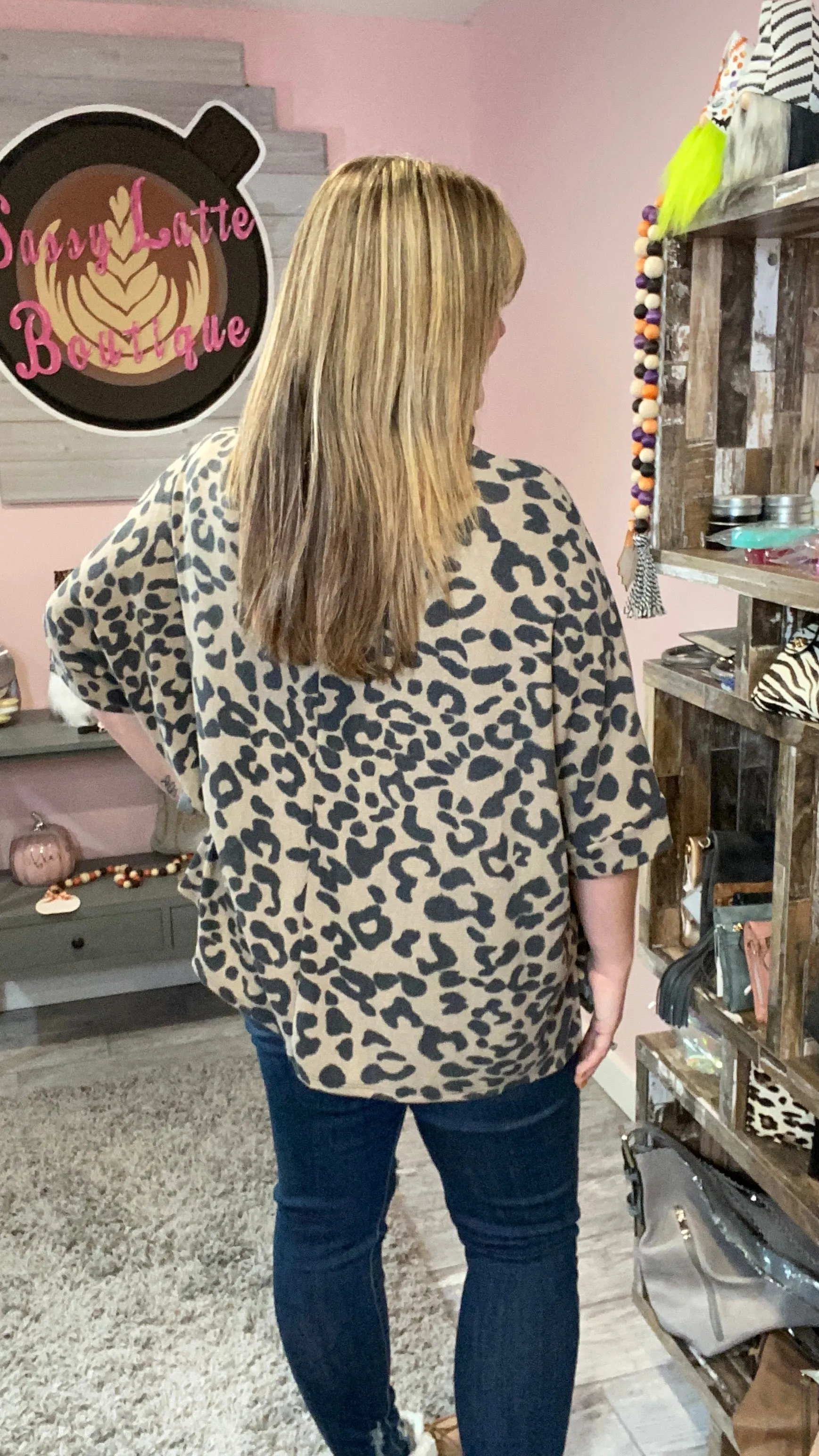 Leopard Cowl Neck Poncho