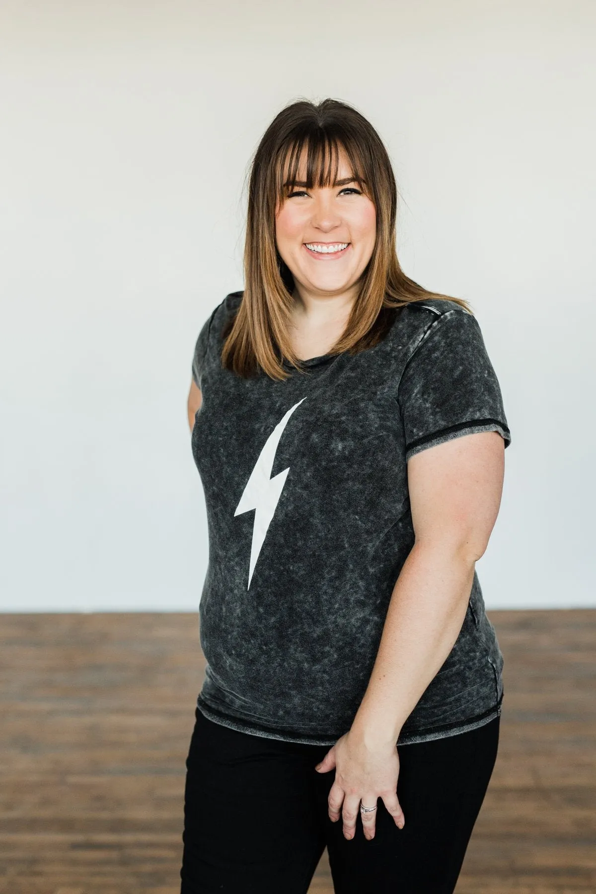 Lightning Bolt Graphic Tee- Charcoal