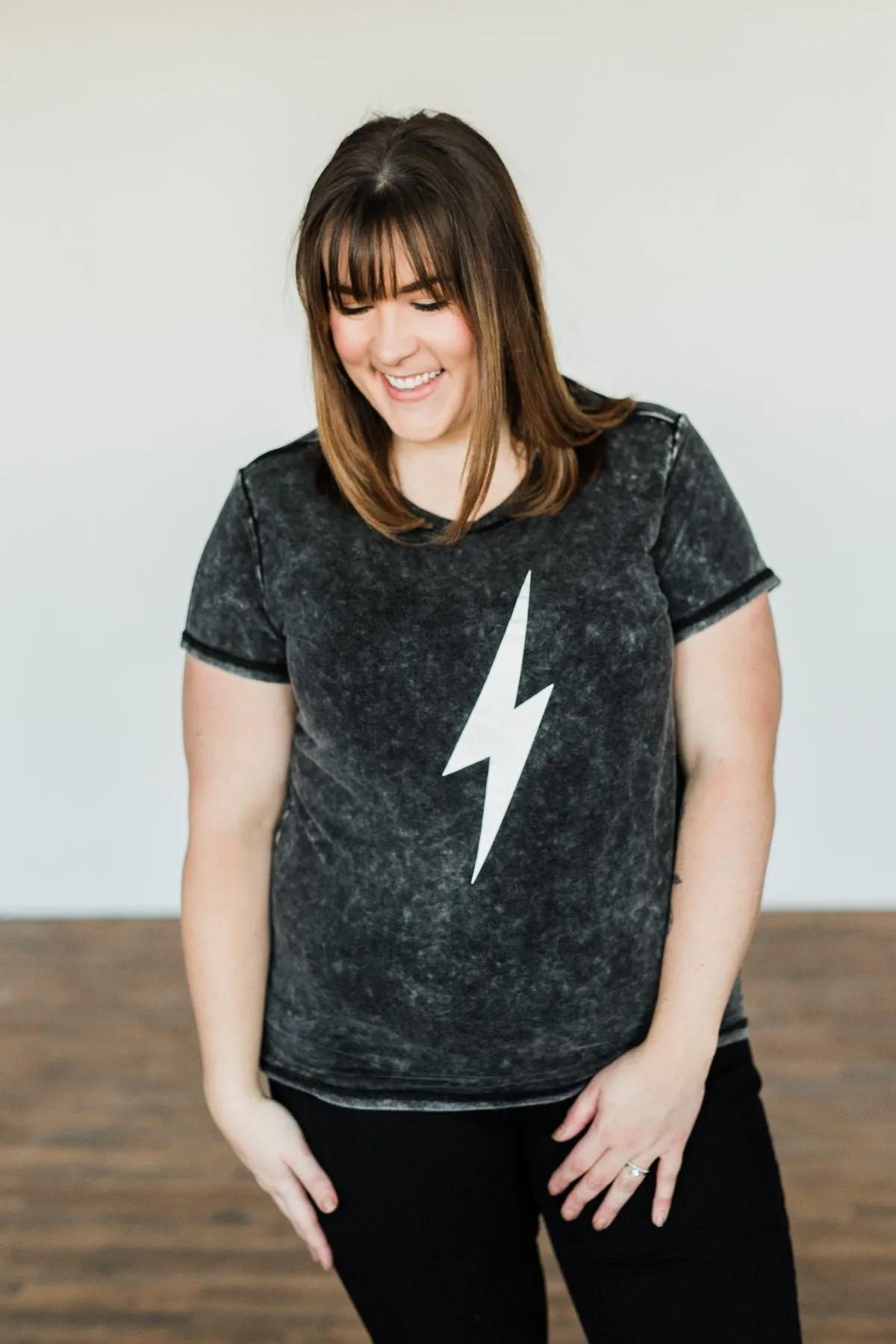 Lightning Bolt Graphic Tee- Charcoal