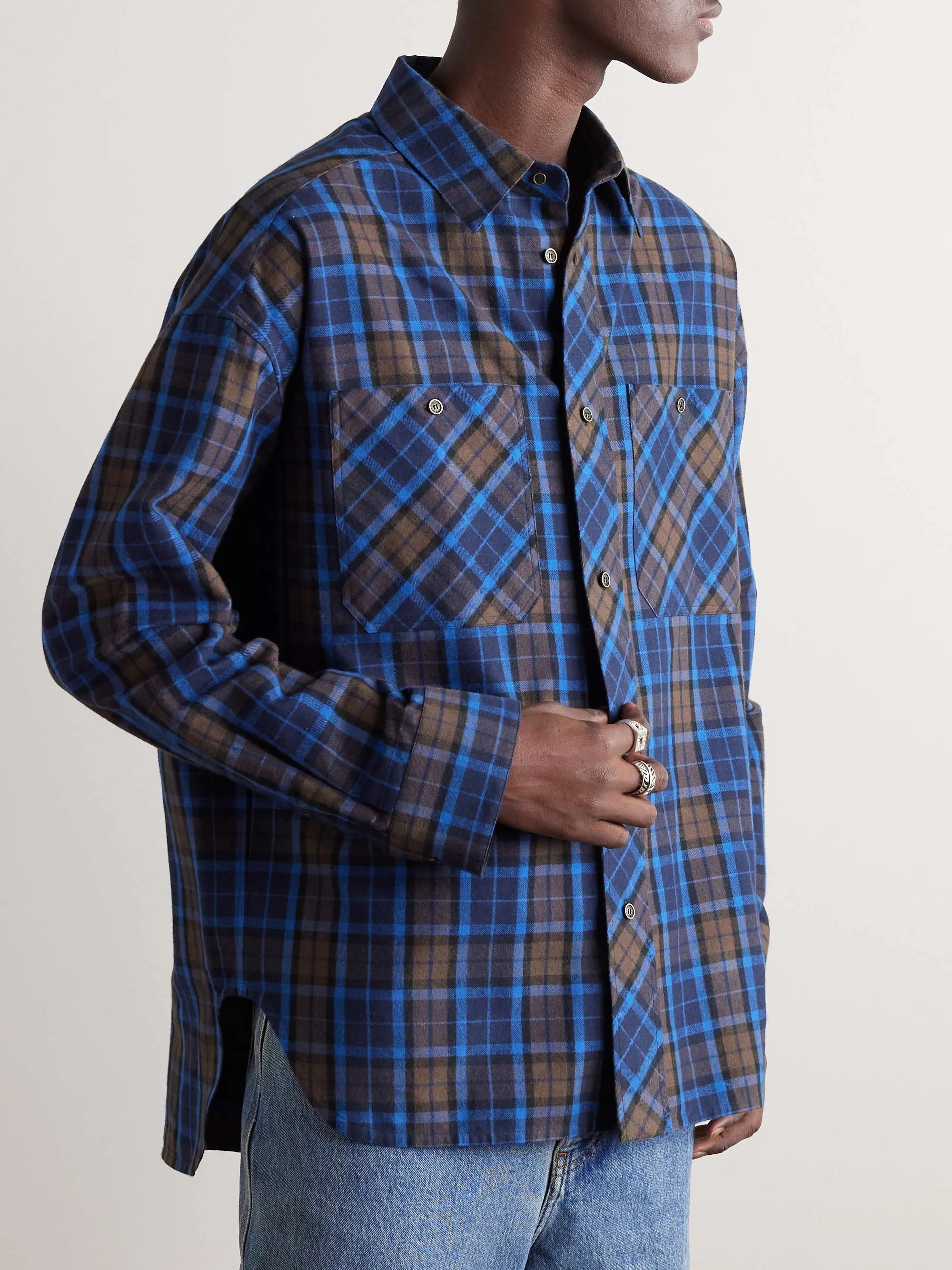 LOEWE  |Button-down Other Plaid Patterns Street Style Long Sleeves