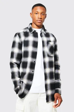 Long Sleeve Longline Check Flannel Shirt | boohooMAN UK