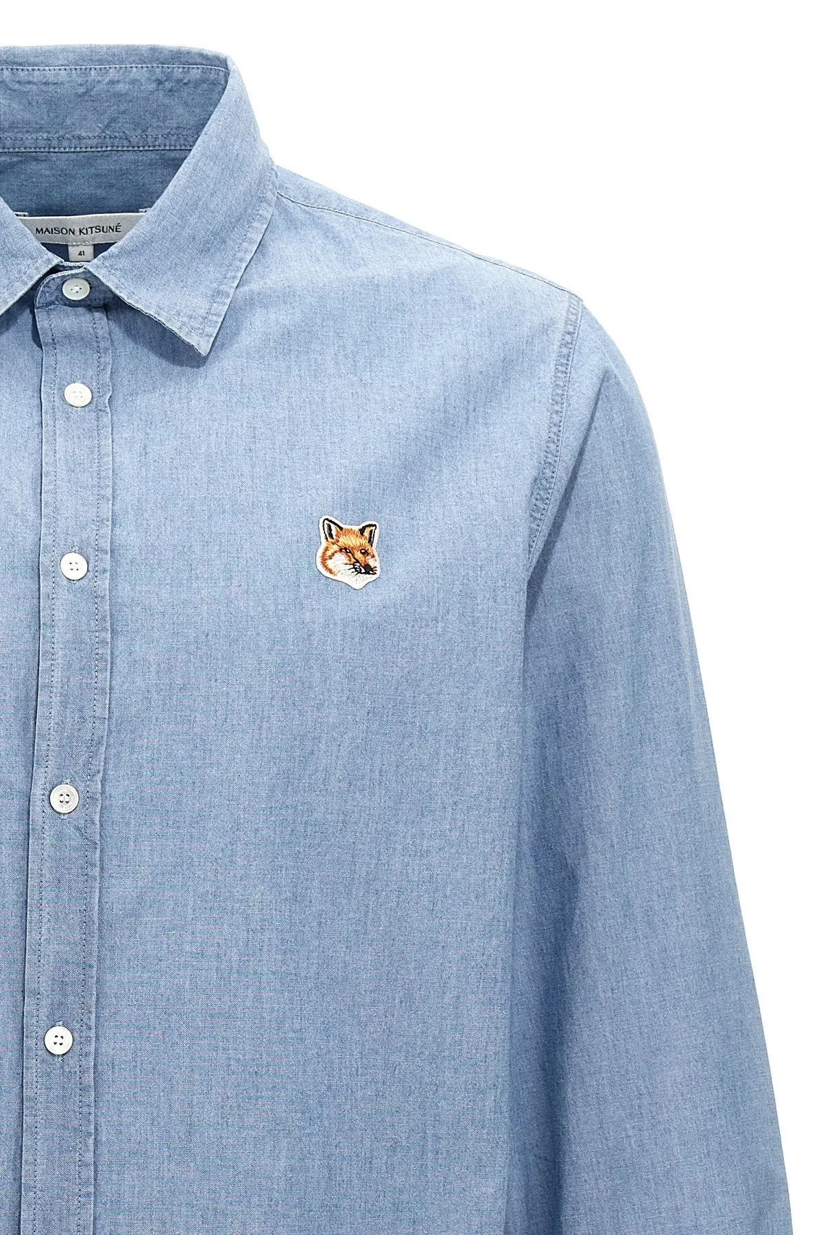 MAISON KITSUNE  |Button-down Long Sleeves Plain Other Animal Patterns Cotton