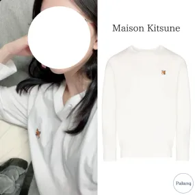 MAISON KITSUNE  |Unisex Street Style Long Sleeves Plain Cotton Long