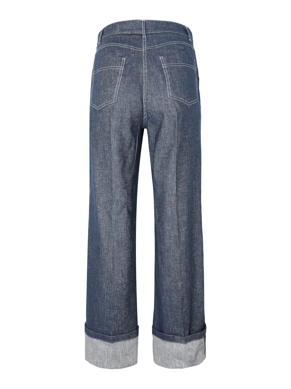 Marella Trotto Cuffed Denim Trousers in Navy Denim