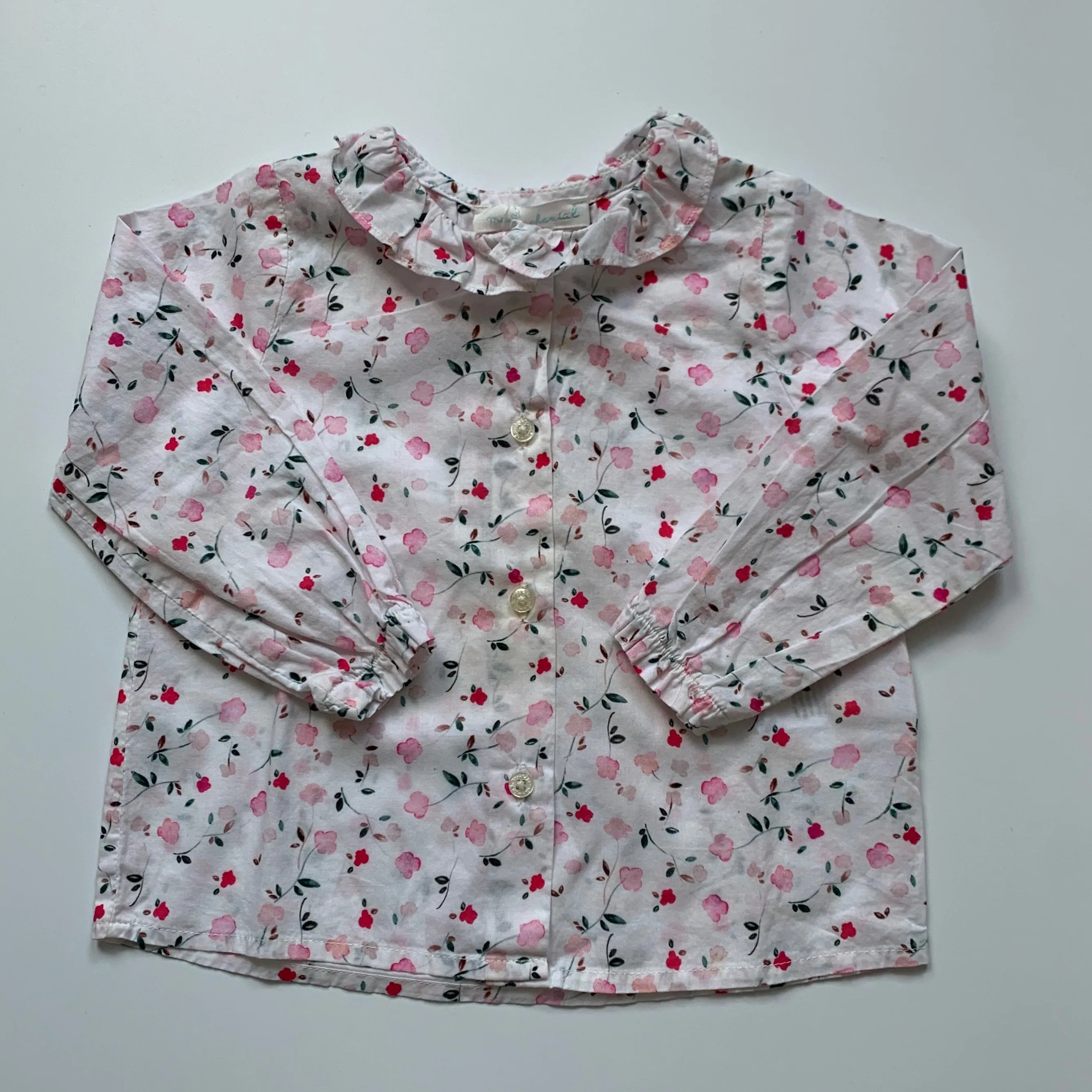 Marie-Chantal Floral Print Blouse With Collar: 18 Months