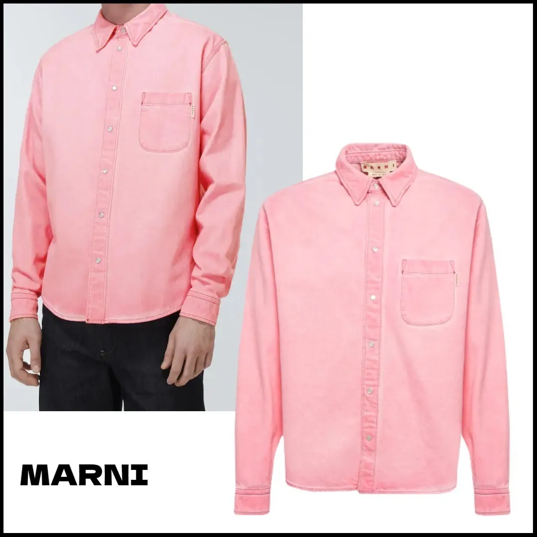 MARNI  |Button-down Street Style Long Sleeves Plain Cotton Logo